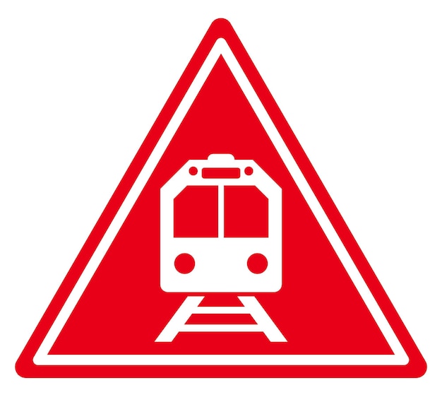 señal de advertencia de peligro tren cruce de ferrocarril plantilla imprimible diseño plano icono señal pública