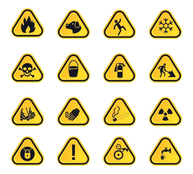 Vector señal de advertencia y precaución plantilla vectorial