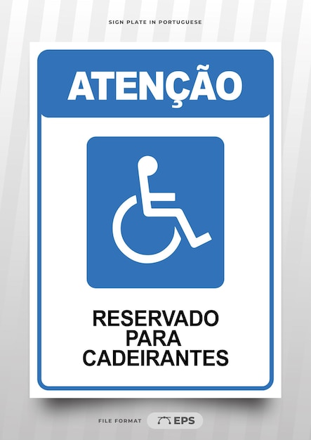 Vector señal de advertencia reservada para usuarios de sillas de ruedas en portugués brasileño