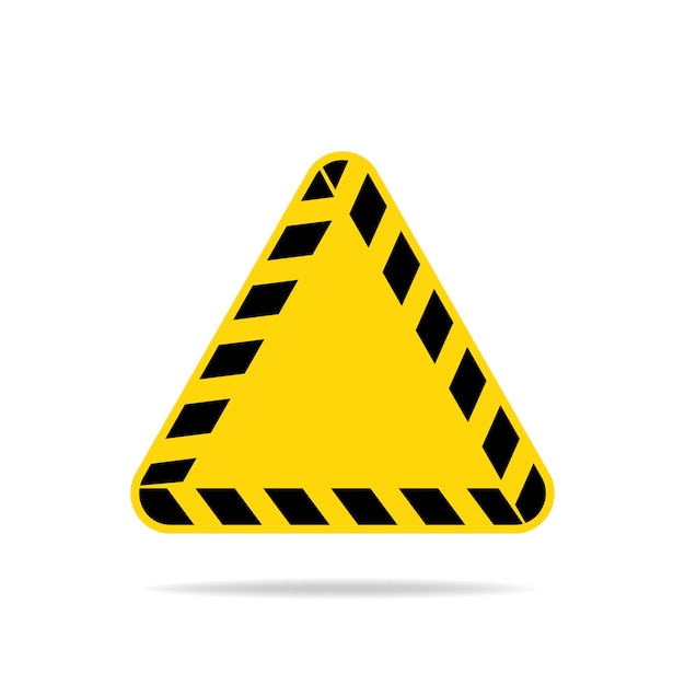 Vector señal de advertencia triangular en blanco con franja de seguridad en los bordes
