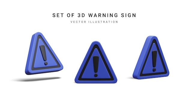Señal de advertencia de triángulo realista 3d con signo de exclamación aislado sobre fondo naranja Ilustración vectorial
