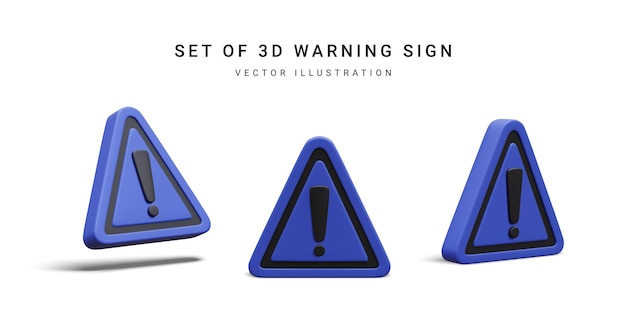 Vector señal de advertencia de triángulo realista 3d con signo de exclamación aislado sobre fondo naranja ilustración vectorial