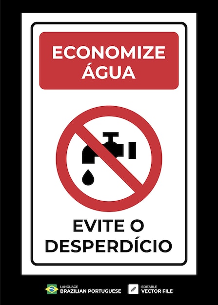 Vector señal de ahorro de agua evite el desperdicio