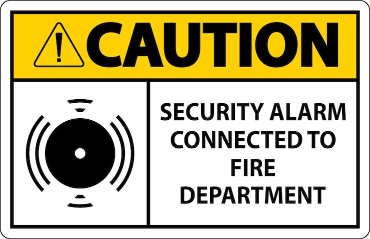 Vector señal de alarma de seguridad alarma de seguridad conectada al departamento de bomberos