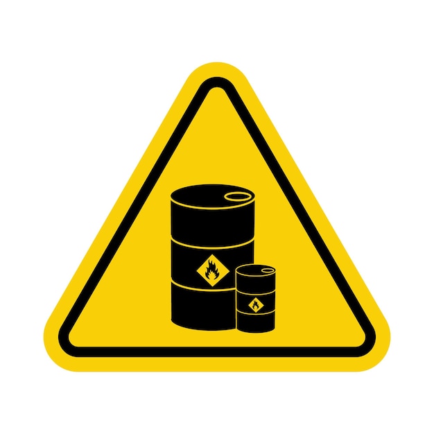 Señal de almacenamiento de productos químicos señal de advertencia de almacenamiento de productos químicos triángulo amarillo barril de productos químicos residuos peligrosos