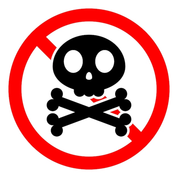 Señal de alto con icono de calavera y tibias cruzadas Está prohibido el cráneo y las tibias cruzadas