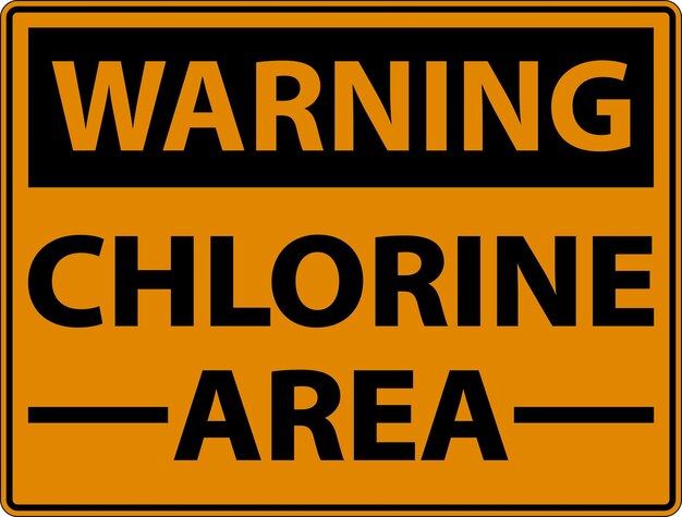 Señal de área de advertencia de cloro en fondo blanco