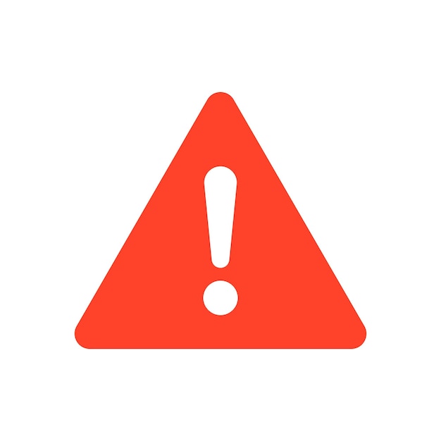 Señal de aviso de atención de triángulo rojo con símbolo de signo de exclamación ilustración de vector plano