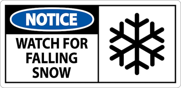 Señal de aviso Cuidado con la nieve que cae