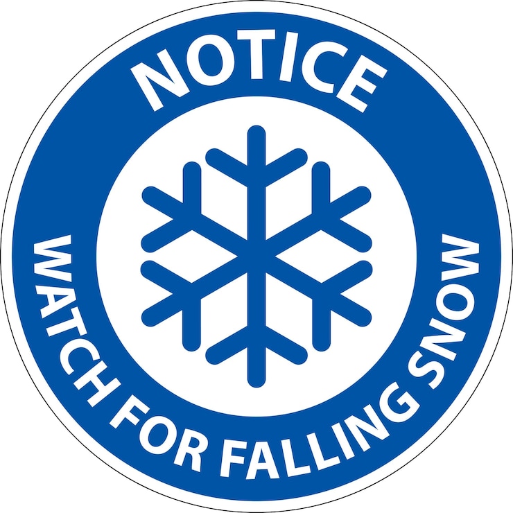 Vector señal de aviso cuidado con la nieve que cae