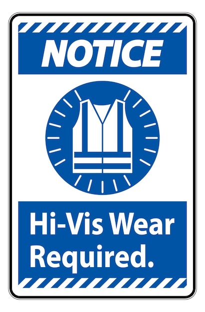 Señal de aviso de uso obligatorio de HiVis sobre fondo blanco
