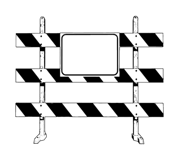 Señal de barrera de parada de bloqueo de carretera ilustración de icono de estilo de boceto dibujado a mano grabado