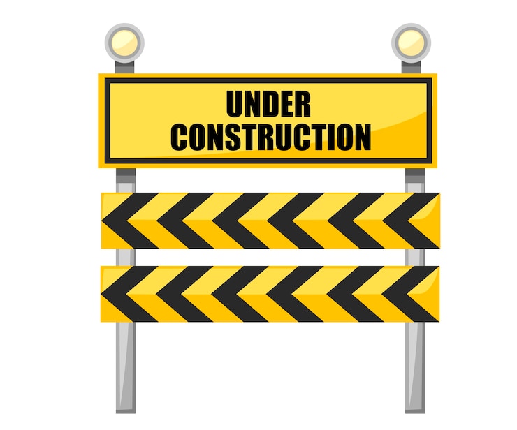 Vector señal de carretera en construcción. señal de carretera amarilla con bombilla.