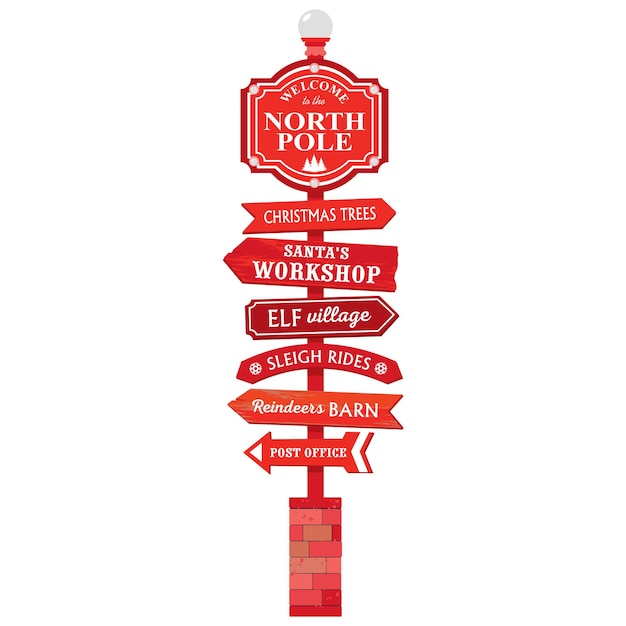 Señal de carretera de Navidad en el Polo Norte