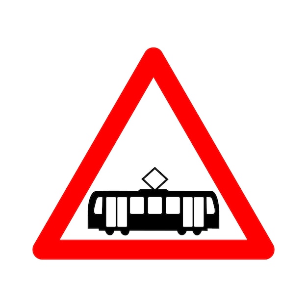 Señal de cruce de tranvía Señal de advertencia de cruce con vías de tranvía Triángulo rojo Señal de carretera de tranvía de precaución