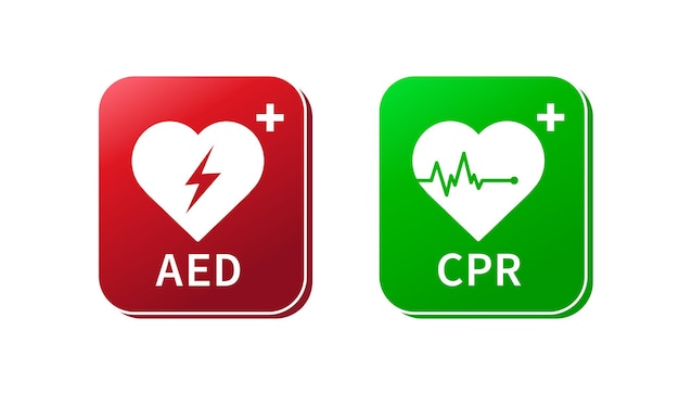 Señal de desfibrilador de emergencia AED y CPR
