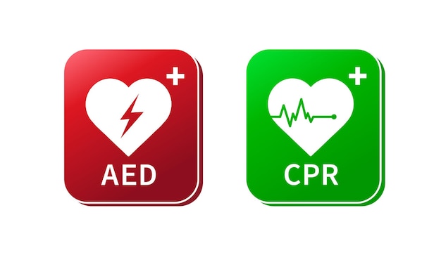 Señal de desfibrilador de emergencia aed y cpr