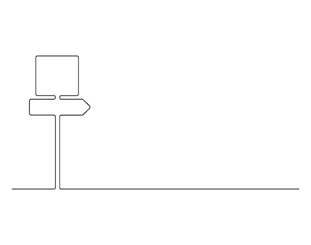 Señal de dirección de la carretera flechas un dibujo de línea aislado en ilustración vectorial de fondo blanco