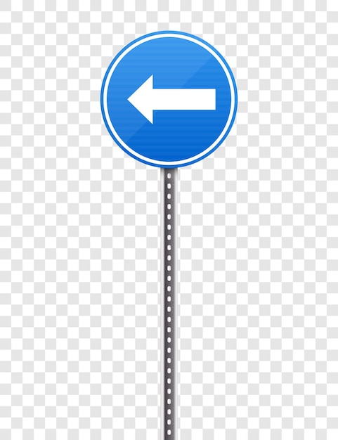 Señal de dirección obligatoria Círculo azul con flecha a la izquierda para la navegación por carretera