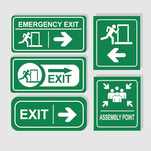 Señal de emergencia, pictograma, símbolo de icono Diseño de vectores de conjunto peligroso