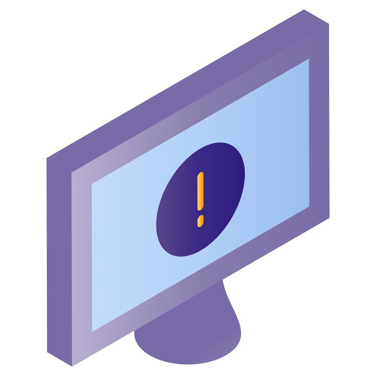 Vector señal de error inesperada mientras se navega concepto isométrico signo de exclamación en la pantalla dirigida por la computadora