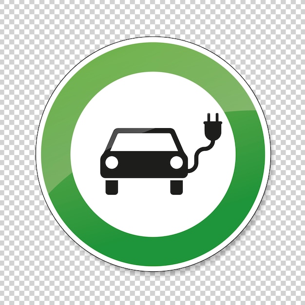 Señal de estación de carga eléctrica Señal de tráfico alemana Punto de recarga de vehículos eléctricos Carga de coches eléctricos ecológicos en fondo transparente comprobado Ilustración vectorial Archivo vectorial Eps 10