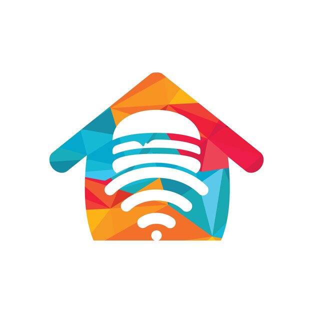 Señal de hamburguesa y WiFi con diseño de logotipo vectorial de icono de casa