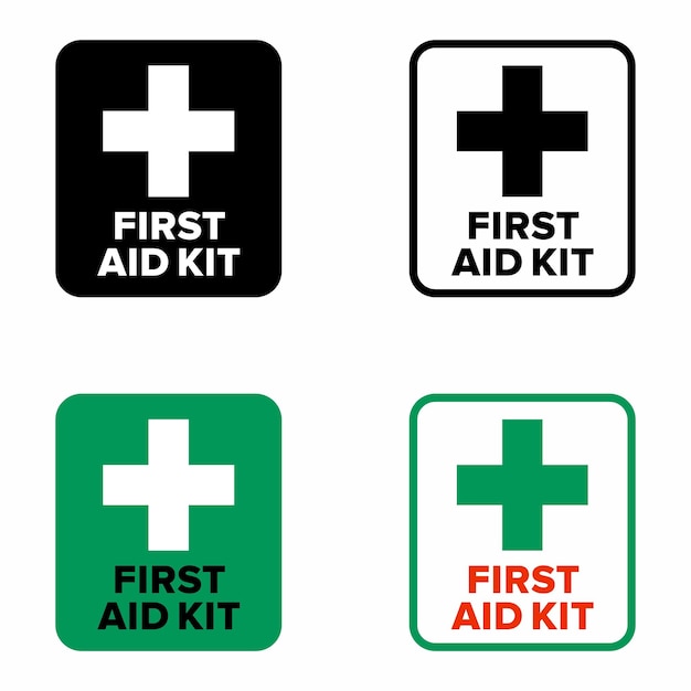 Señal de información del paquete de suministros médicos de emergencia del botiquín de primeros auxilios