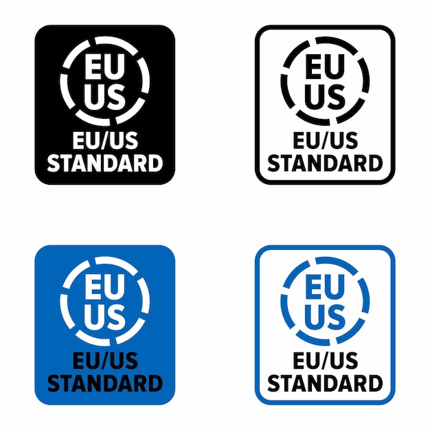 Vector señal de información de toma de corriente y enchufe estándar de ee. uu. ue