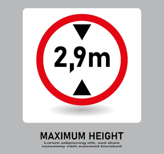 Señal de límite de altura máxima del vehículo de 29 metros.