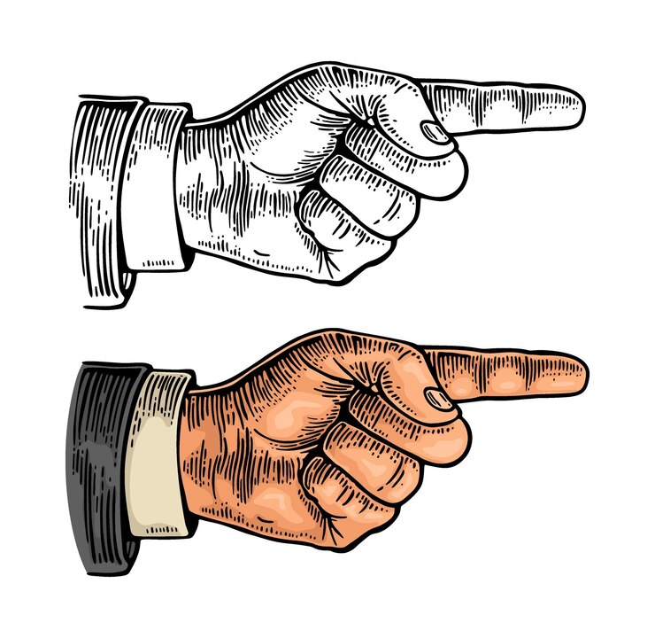 Vector señal de la mano con el dedo señal vectorial color grabado vintage