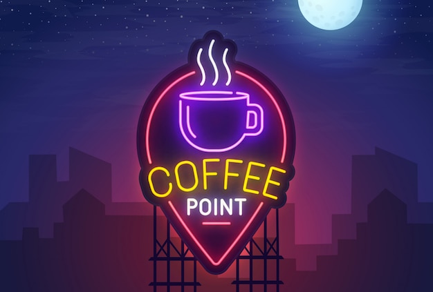 Señal de neón de coffee point