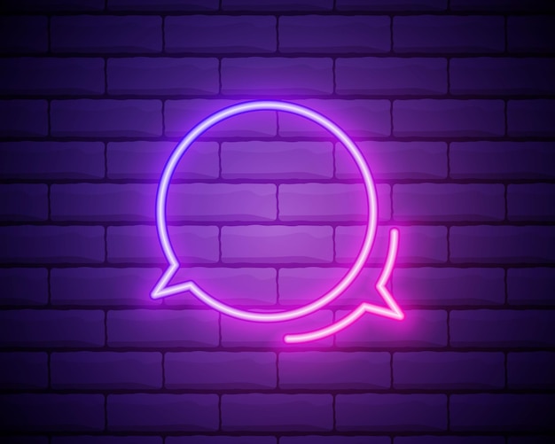Señal de neón de comunicación Letrero luminoso con nubes de voz Anuncio brillante nocturno Ilustración vectorial en estilo neón para conversación y mensajería
