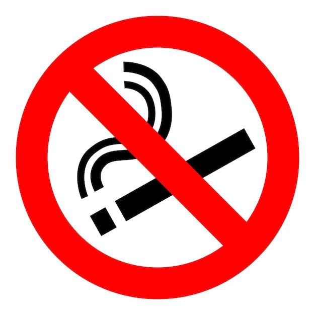 Vector señal de no fumar. icono de signo prohibido aislado en la ilustración de vector de fondo blanco