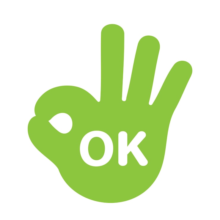 Vector señal de ok con el icono del símbolo de la mano