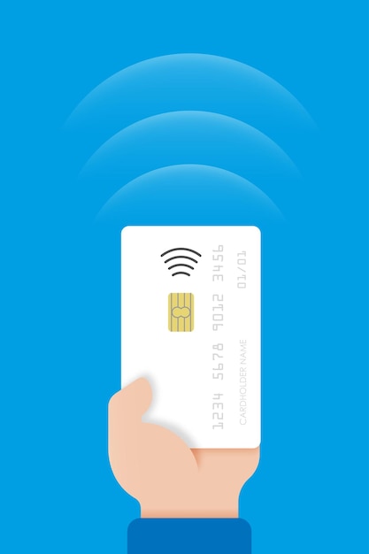 Señal de pago sin contacto tarjeta de crédito en la mano