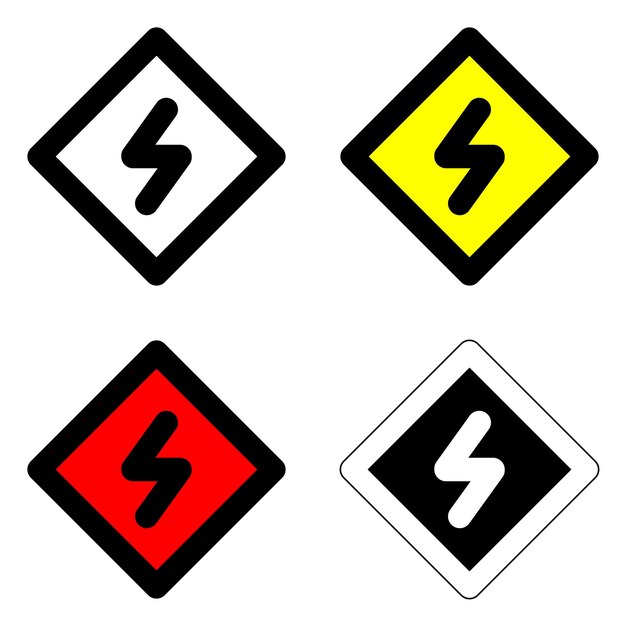 señal de peligro de alta tensión de alerta eléctrica icono de advertencia de peligro vector diseño plano aislado