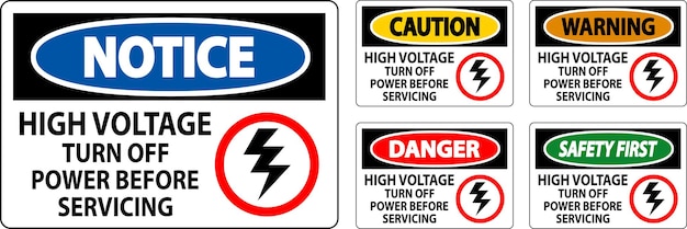 Señal de peligro de alta tensión Apague la energía antes del servicio