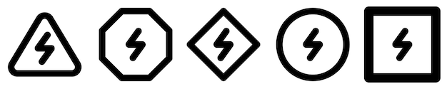 señal de peligro de alta tensión eléctrica de varias formas de alerta icono de advertencia de peligro plano aislado