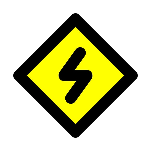 señal de peligro de alto voltaje de alerta eléctrica amarilla icono de advertencia de peligro vector diseño plano aislado