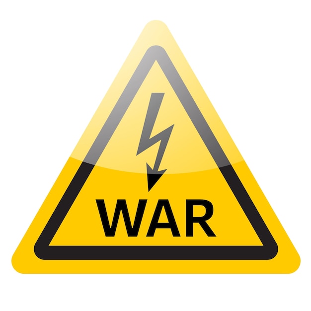 Señal de peligro amarilla Icono de símbolo de advertencia de guerra Ilustración vectorial