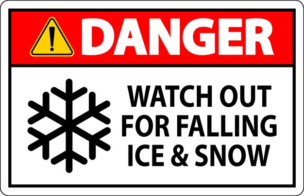 Señal de peligro Cuidado con la caída de hielo y nieve