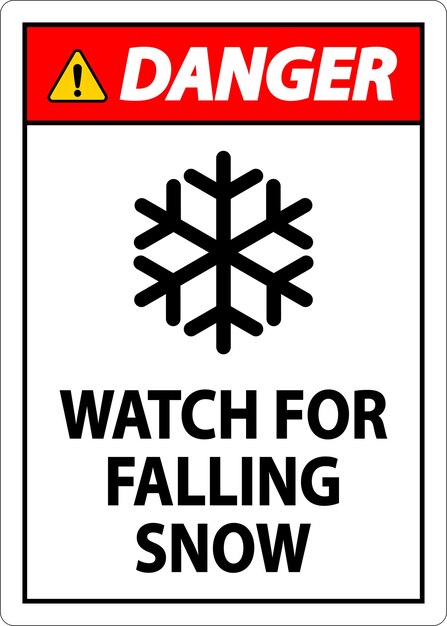 Señal de peligro Cuidado con la nieve que cae
