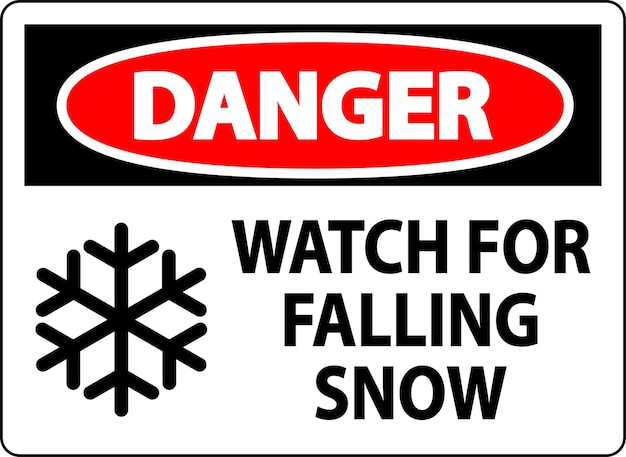 Señal de peligro Cuidado con la nieve que cae