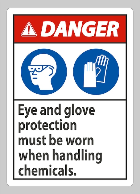 Señal de peligro Se debe usar protección para los ojos y los guantes cuando se manejan productos químicos