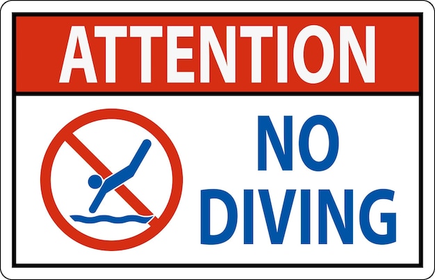 Señal de la piscina: Atención, no se puede bucear.