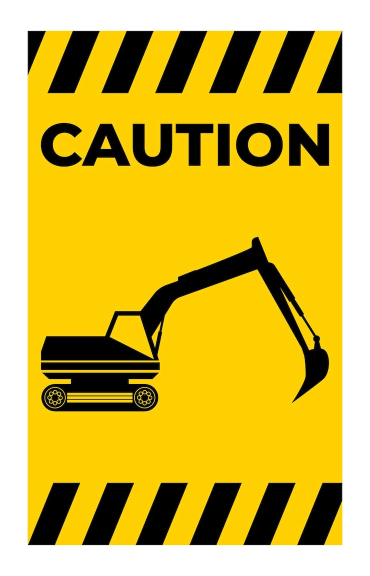 Vector señal de precaución en el área de construcción