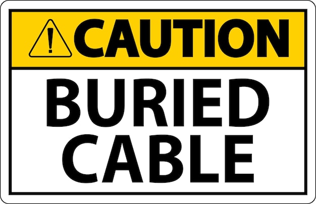 Señal de precaución enterrado cable en fondo blanco