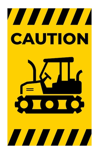 Señal de precaución con ilustración de un vehículo de construcción