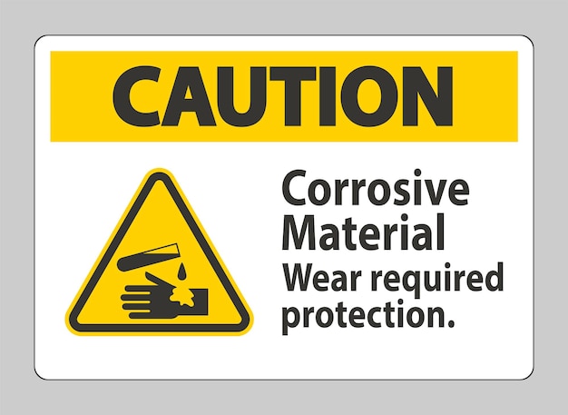 Señal de precaución Materiales corrosivos Viste la protección requerida